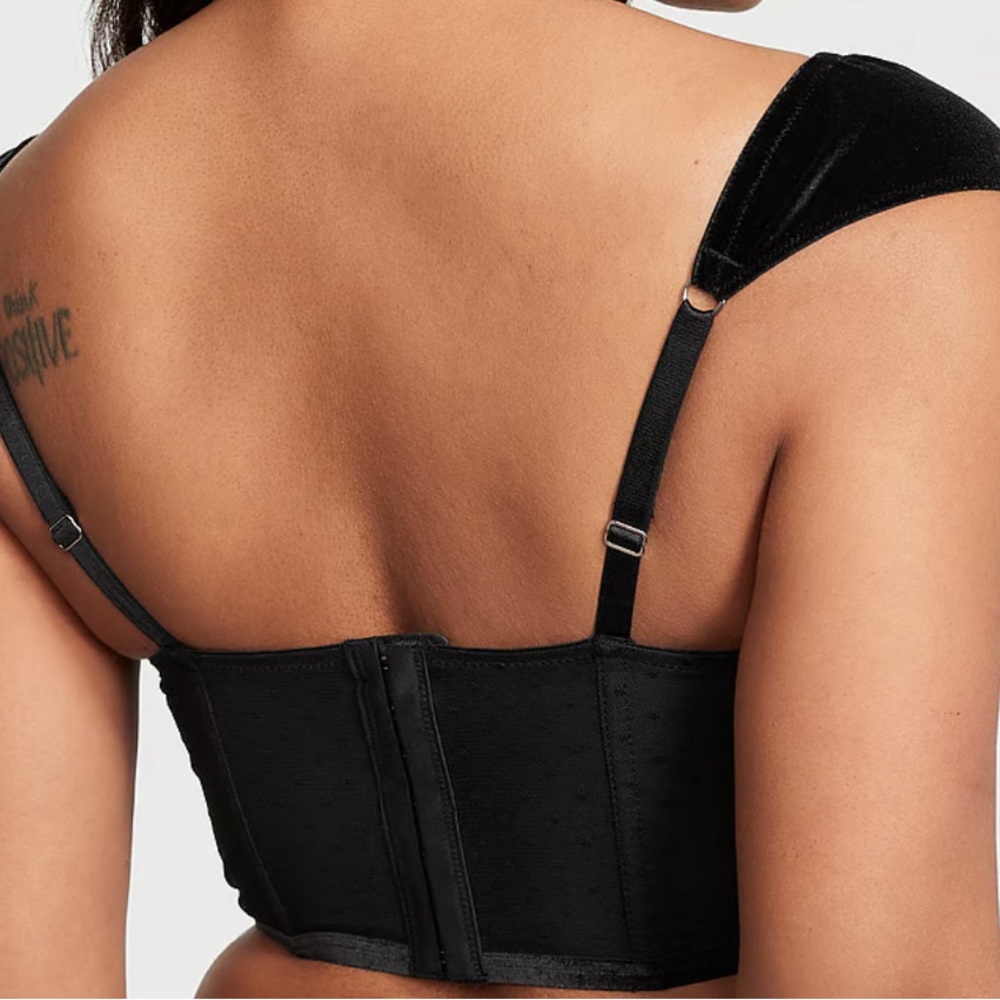 NWT Victoria’s Secret Black Velvet Cap Sleeve Corset - Picture 3 of 7